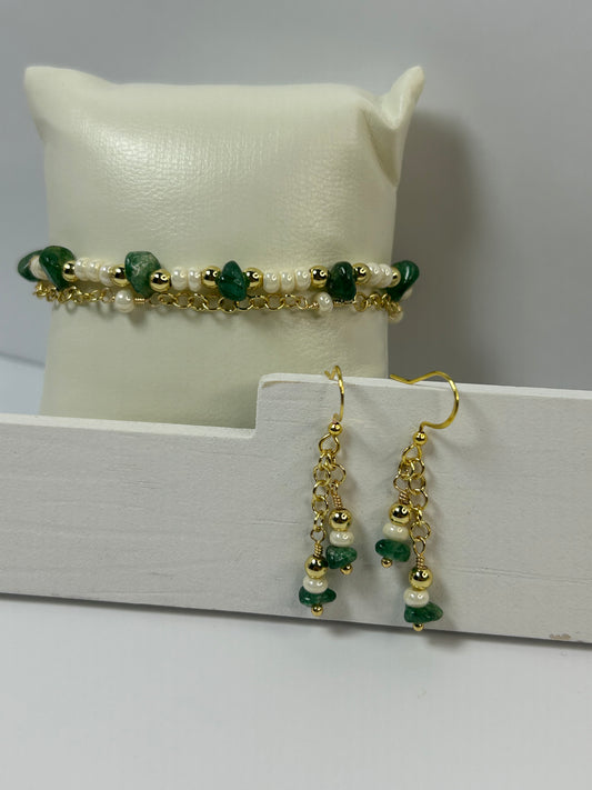 Natural Chip stones Bracelet & Earring set