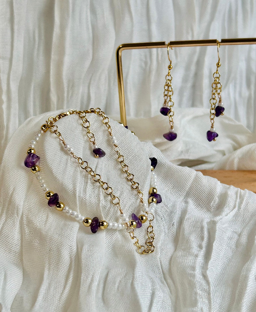 Natural Chip stones Bracelet & Earring set