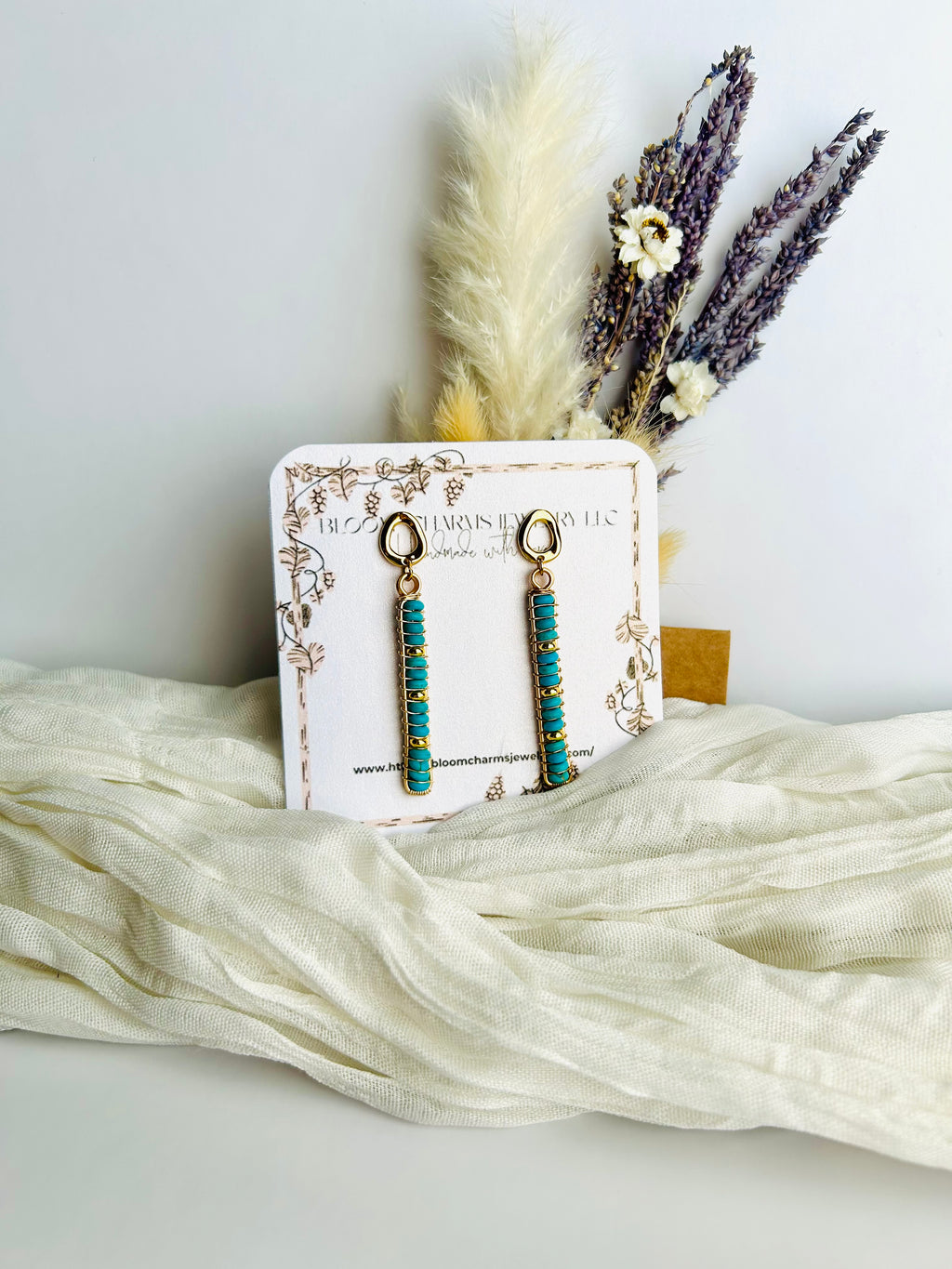 Turquoise Column Earrings.