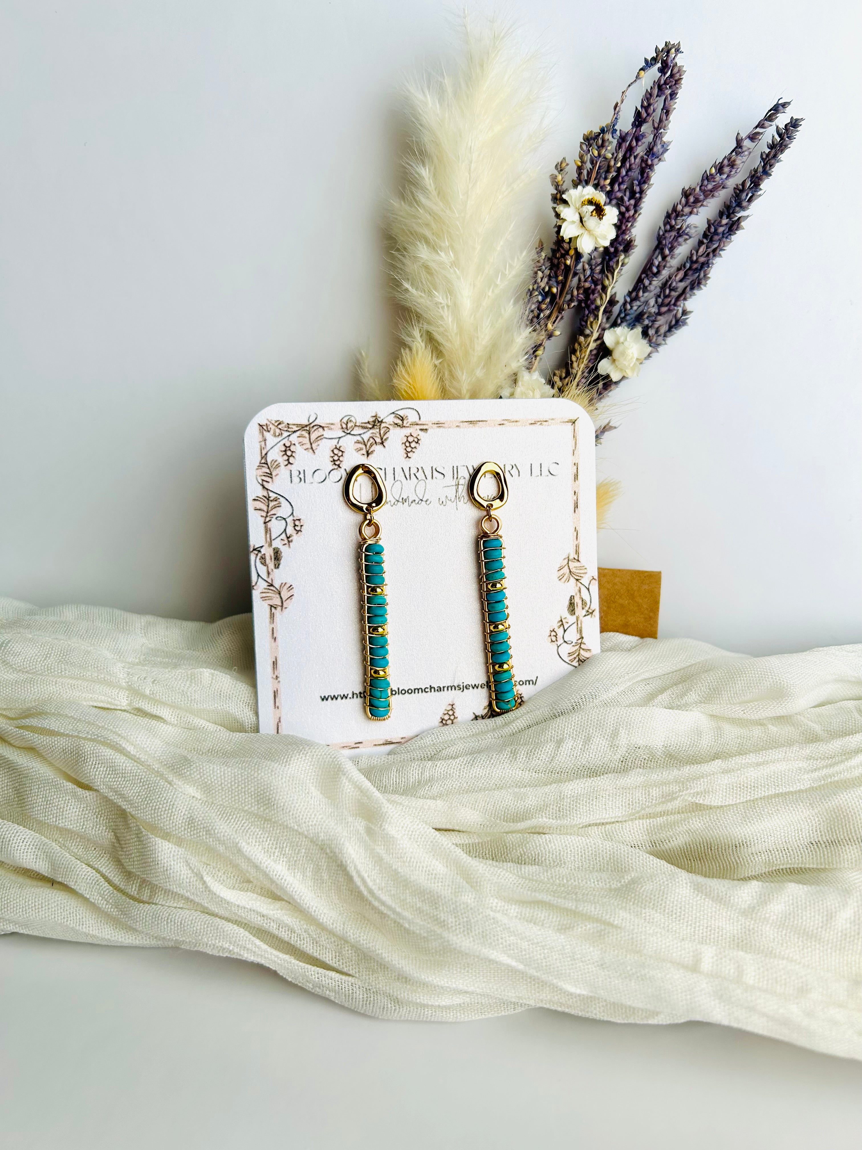 Turquoise Column Earrings.