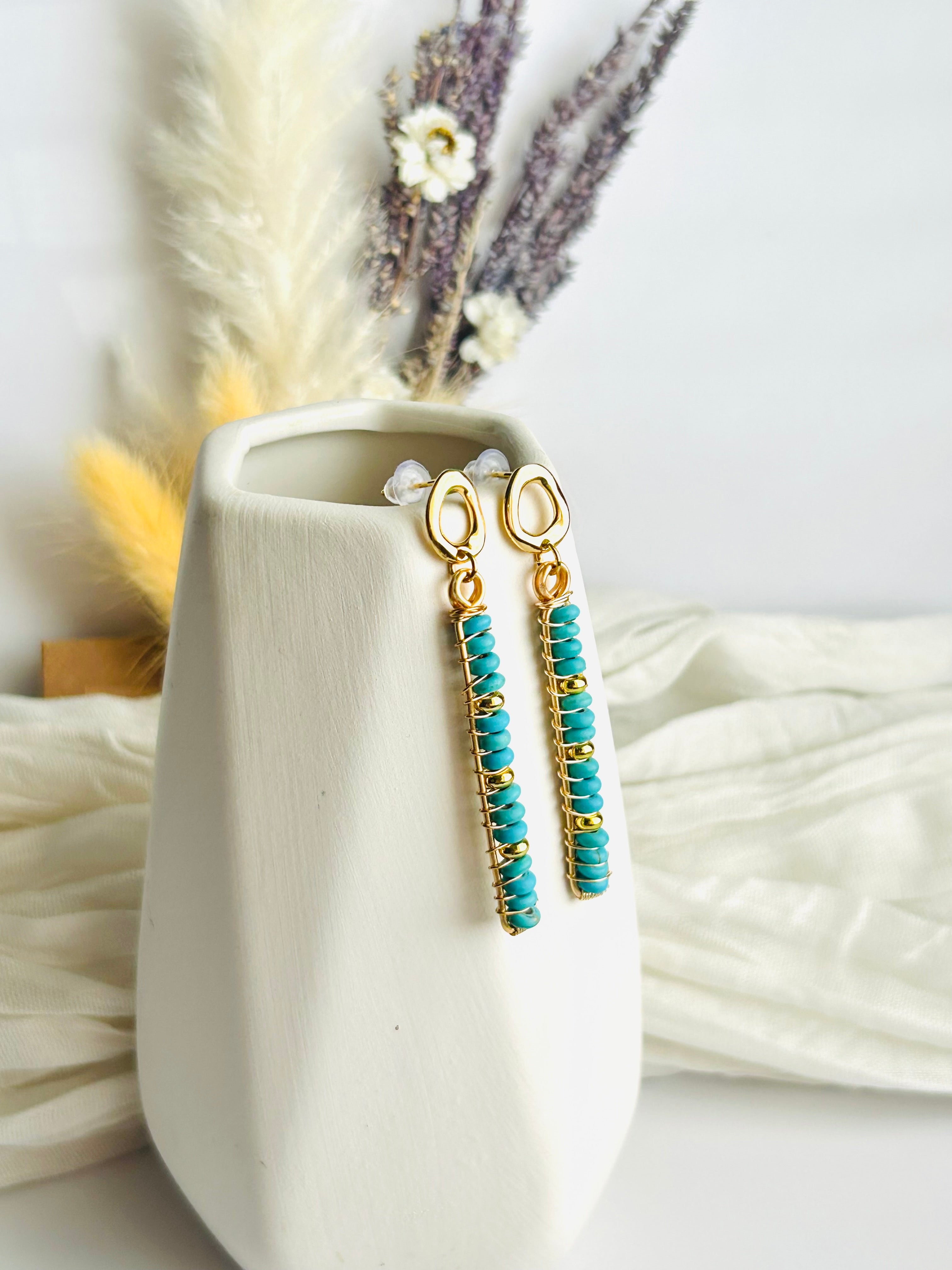 Turquoise Column Earrings.
