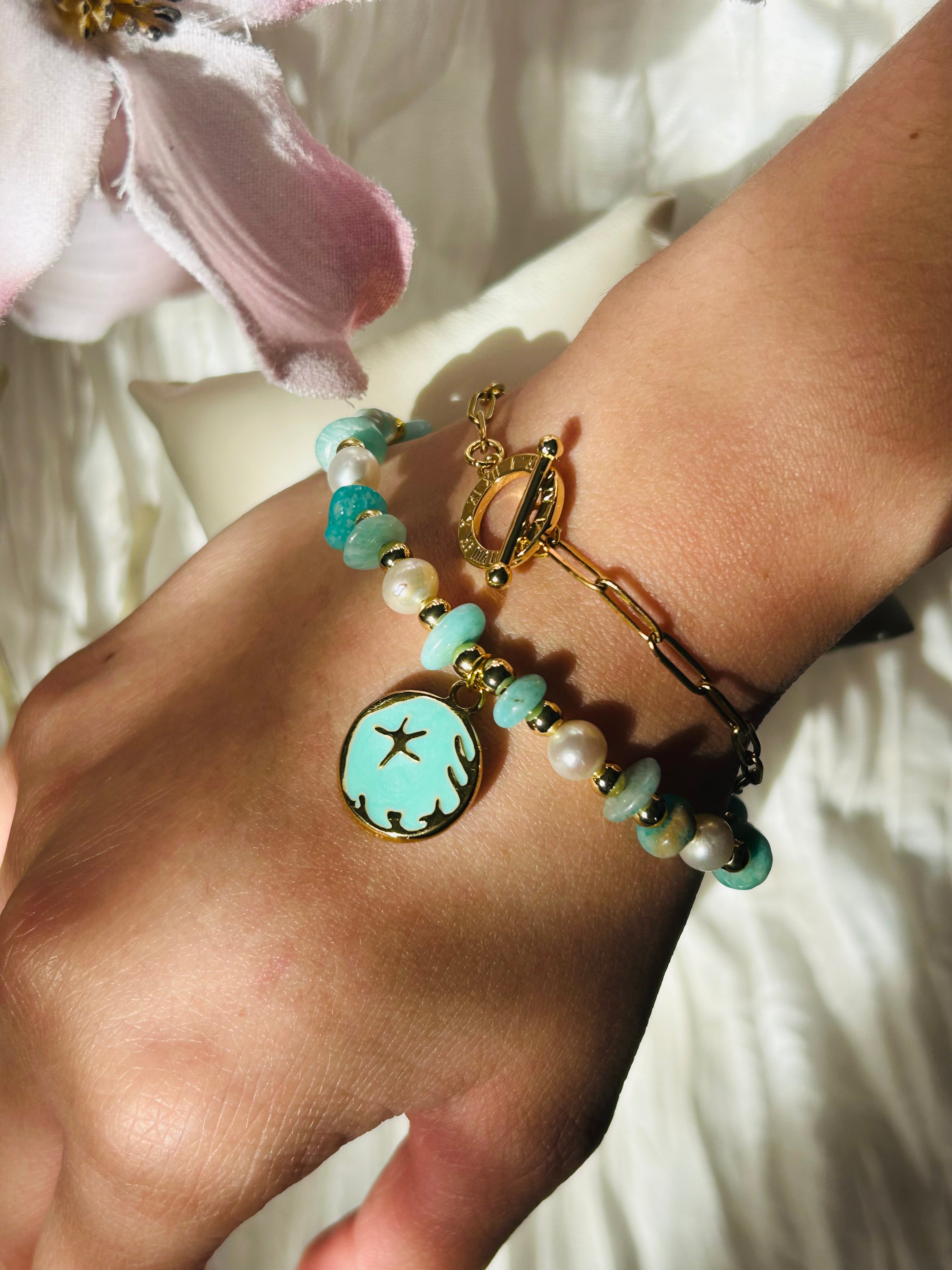 Celestial Tide Convertible Necklace – Amazonite & Freshwater Pearl 2-in-1 Necklace/Bracelet