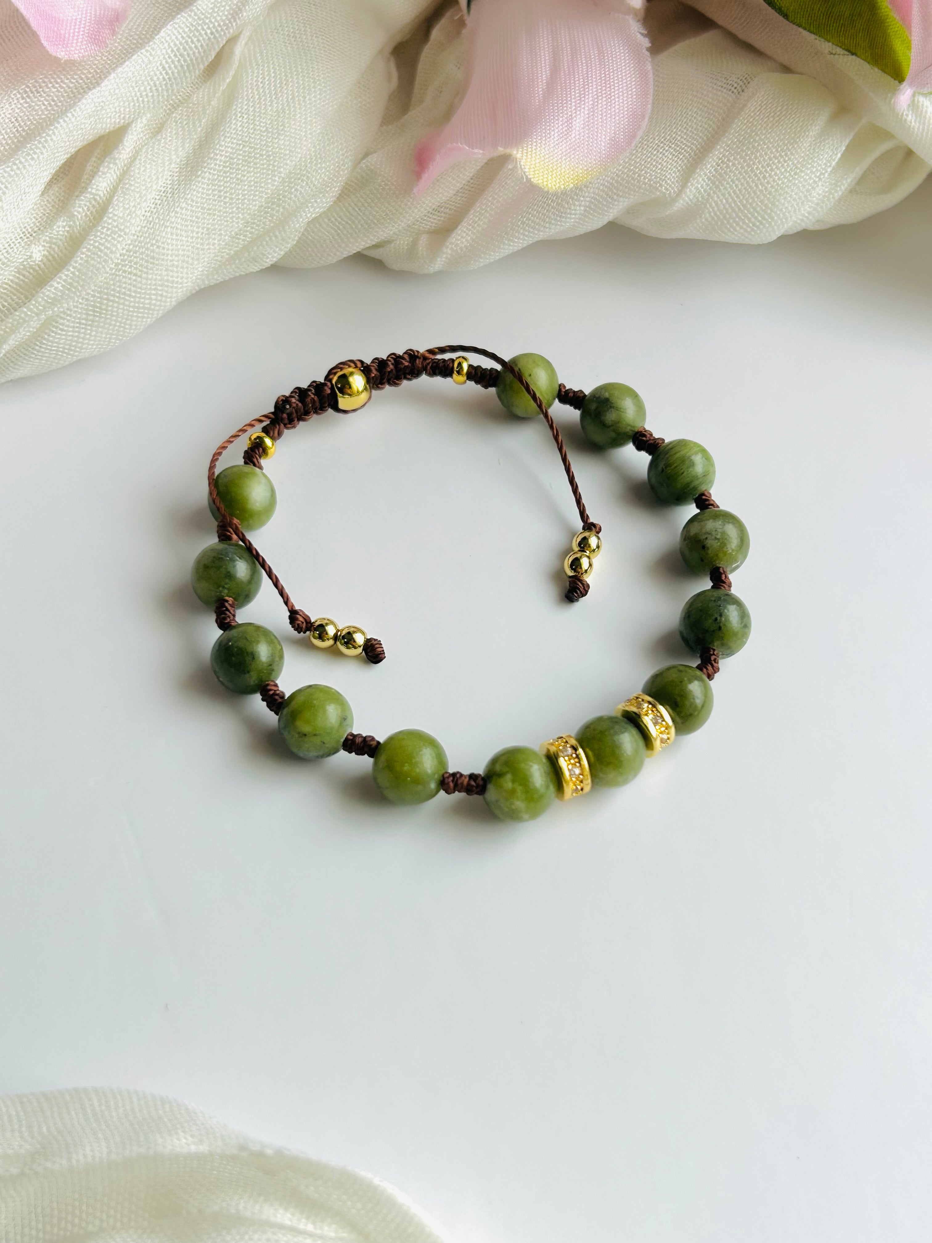 Green Jade Serenity Adjustable Bracelet