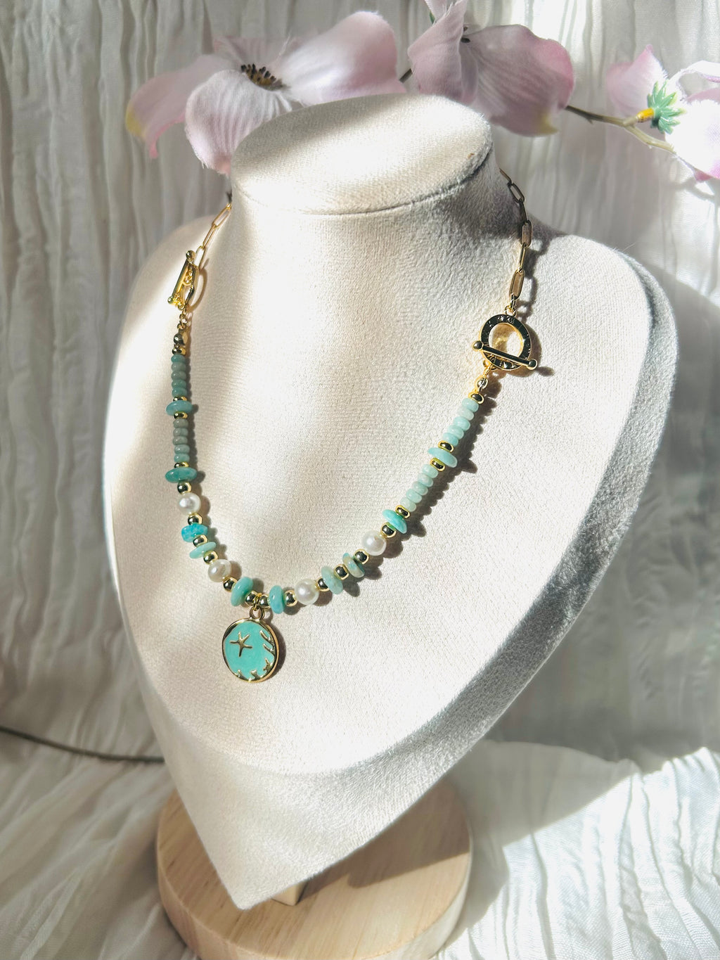 Celestial Tide Convertible Necklace – Amazonite & Freshwater Pearl 2-in-1 Necklace/Bracelet