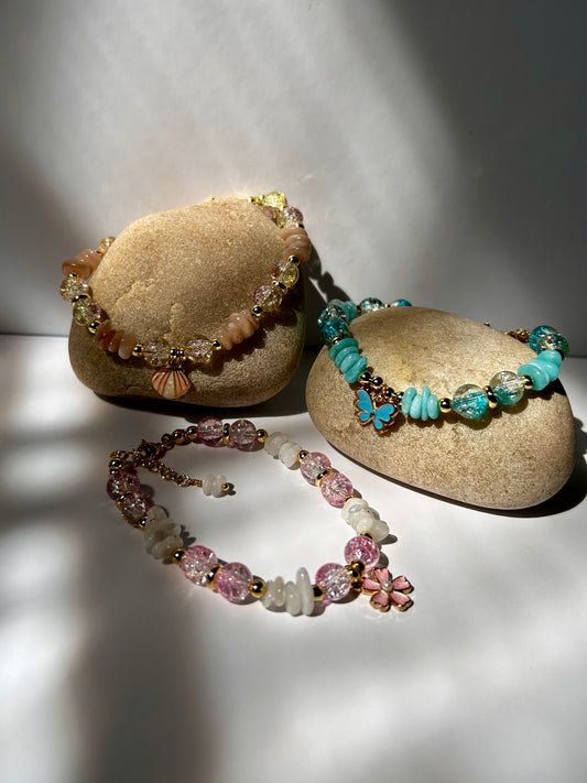 Charm Moonstone Bracelet and Earrings Set