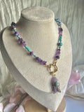 Amethyst Soul Handmade Necklace with Amethyst & Turquoise Stones Carved Fish Pendant Handcrafted Jewelry for Women