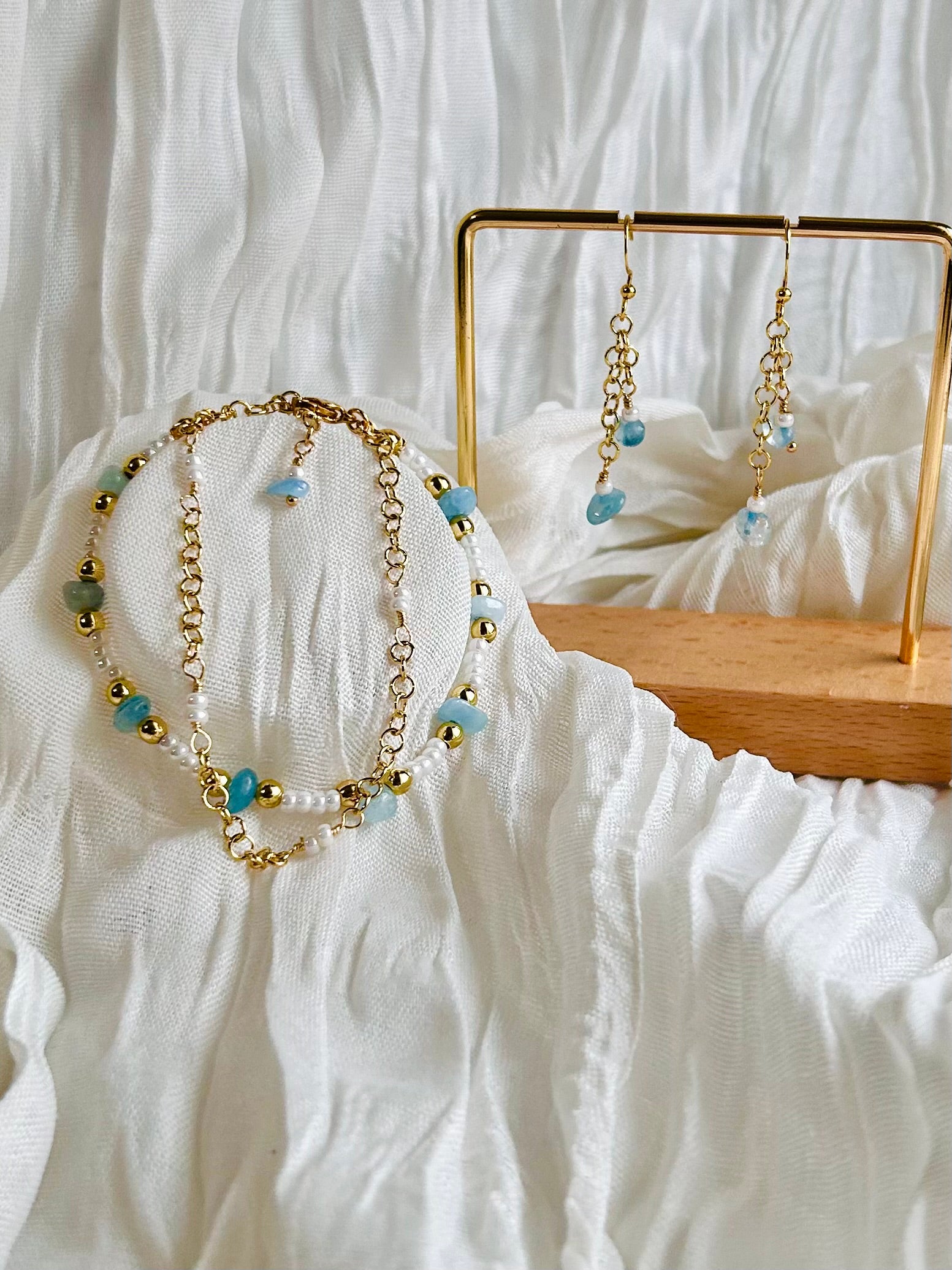 Natural Chip stones Bracelet & Earring set