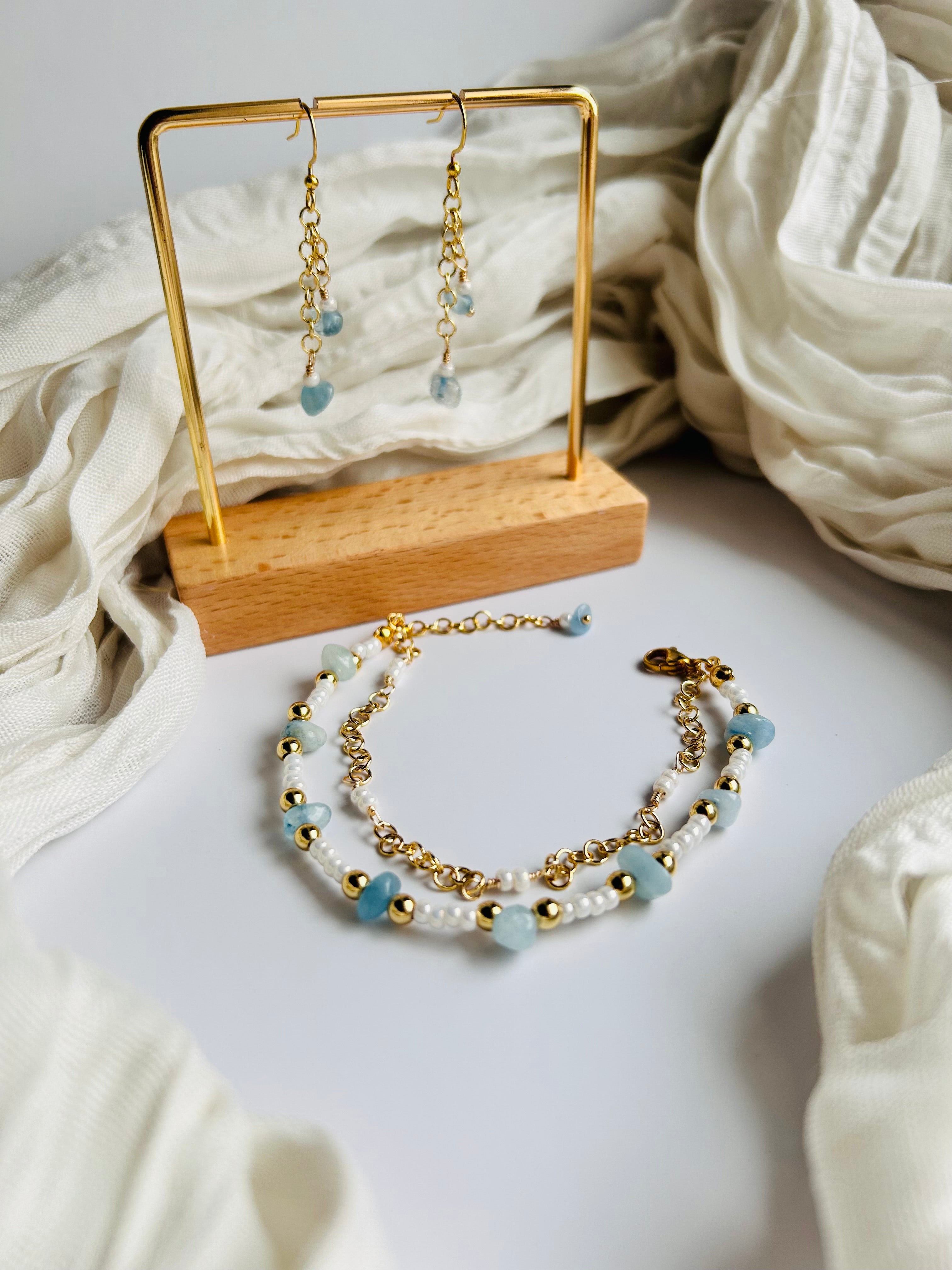 Natural Chip stones Bracelet & Earring set