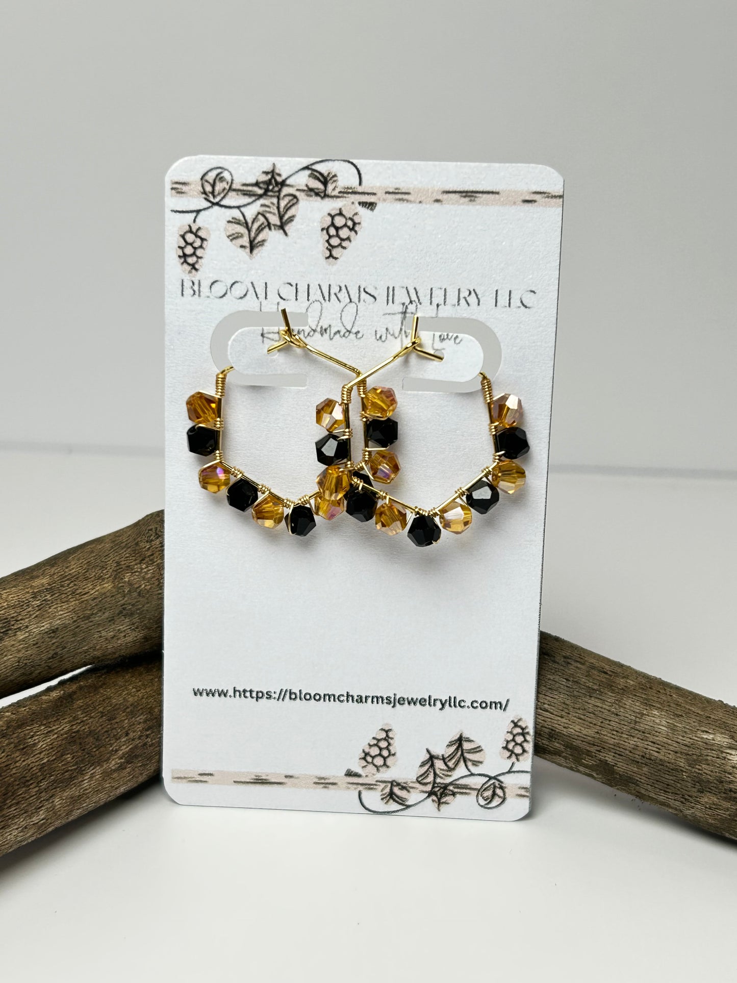 Beaded Hoop Earrings with Glass Beads and 14K Gold Plated Wire Colorful Fashion Jewelry