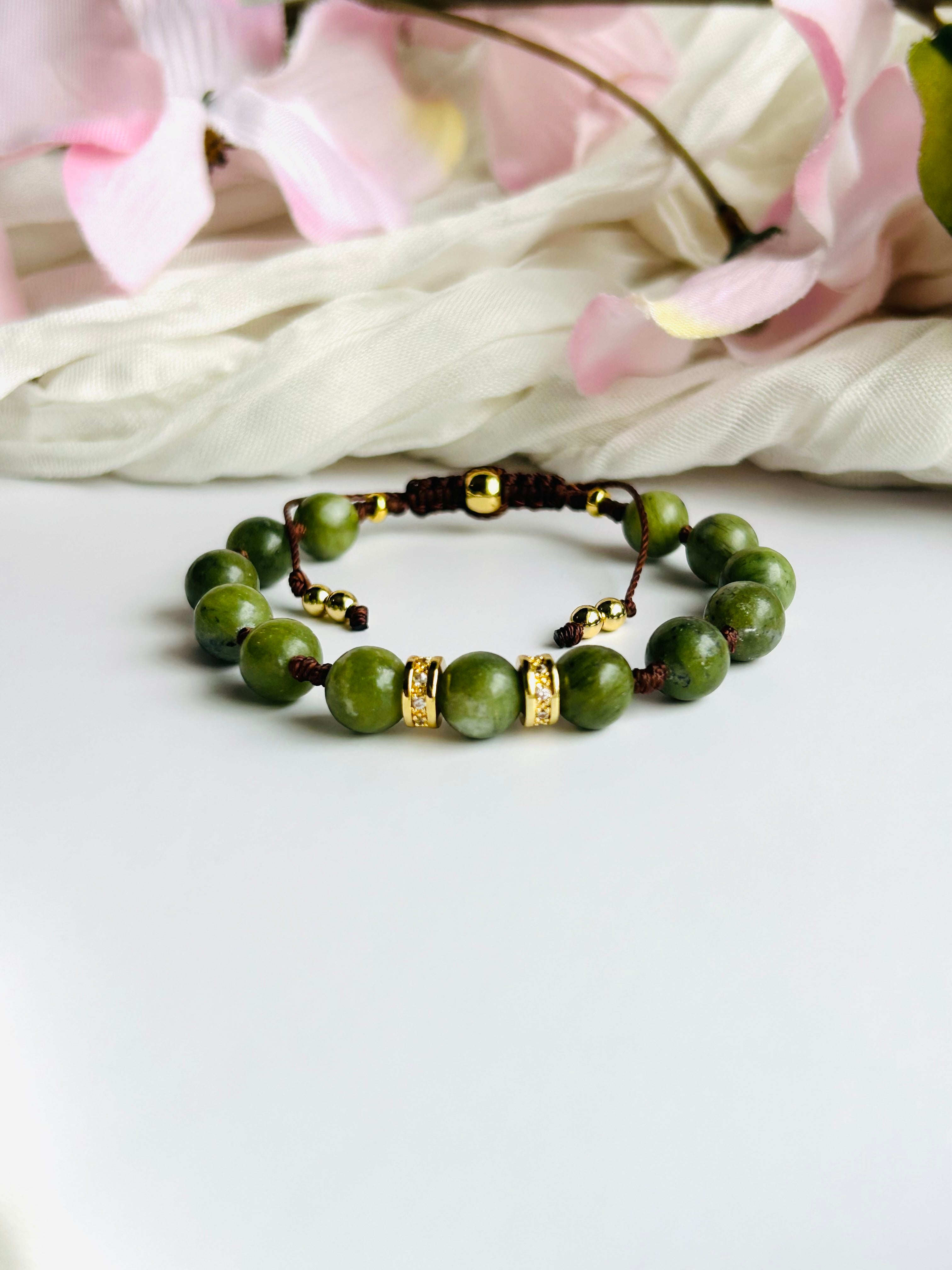 Green Jade Serenity Adjustable Bracelet