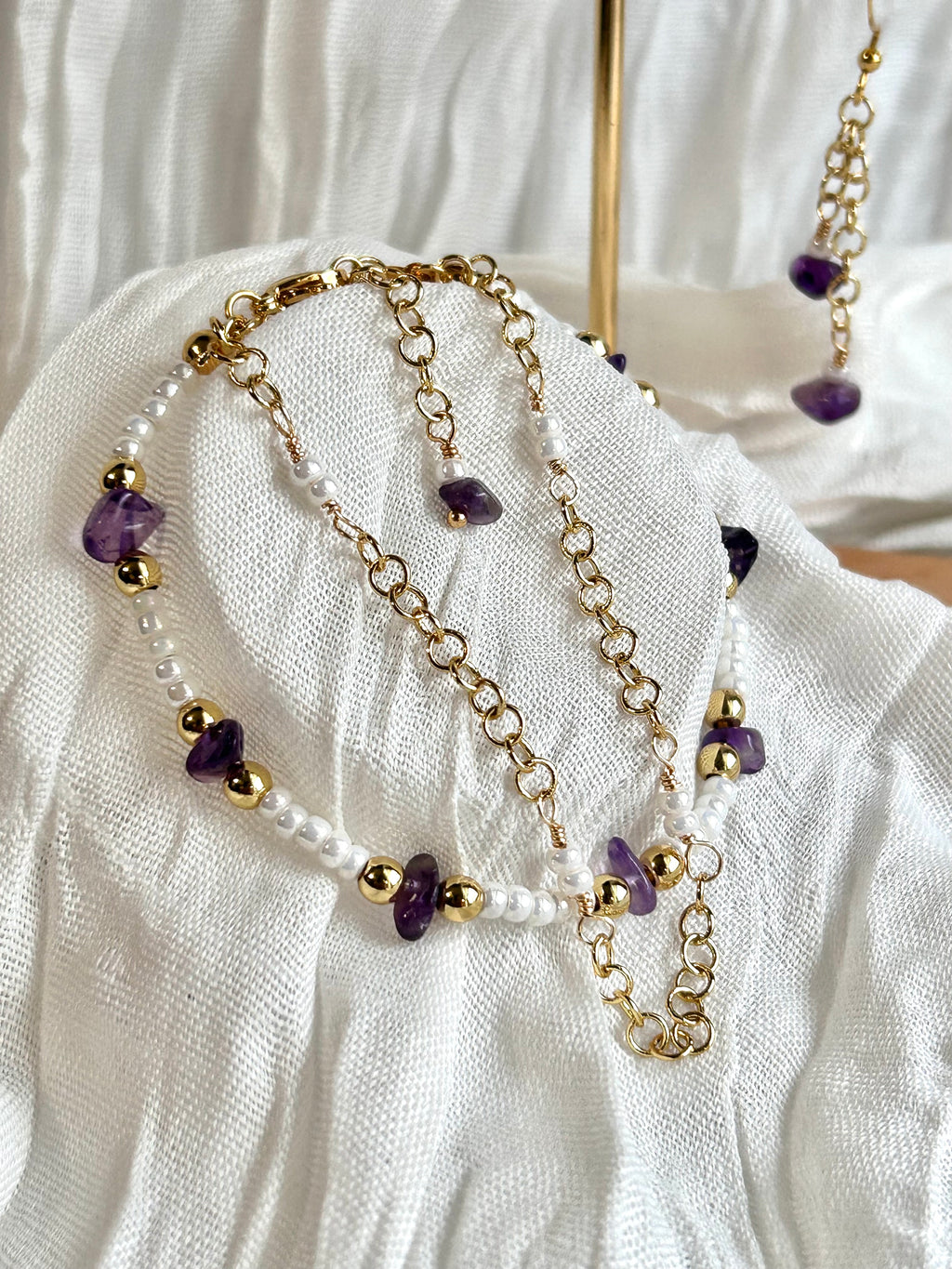 Natural Chip stones Bracelet & Earring set