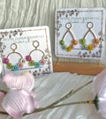 Opaline Flower Beaded Wrapped Wire Earrings 18K Gold Plated Hypoallergenic Non-Tarnish Versatile Appeal for Sensitive Ears Colorful Bead Designs Gold-Tone Wire Hoops