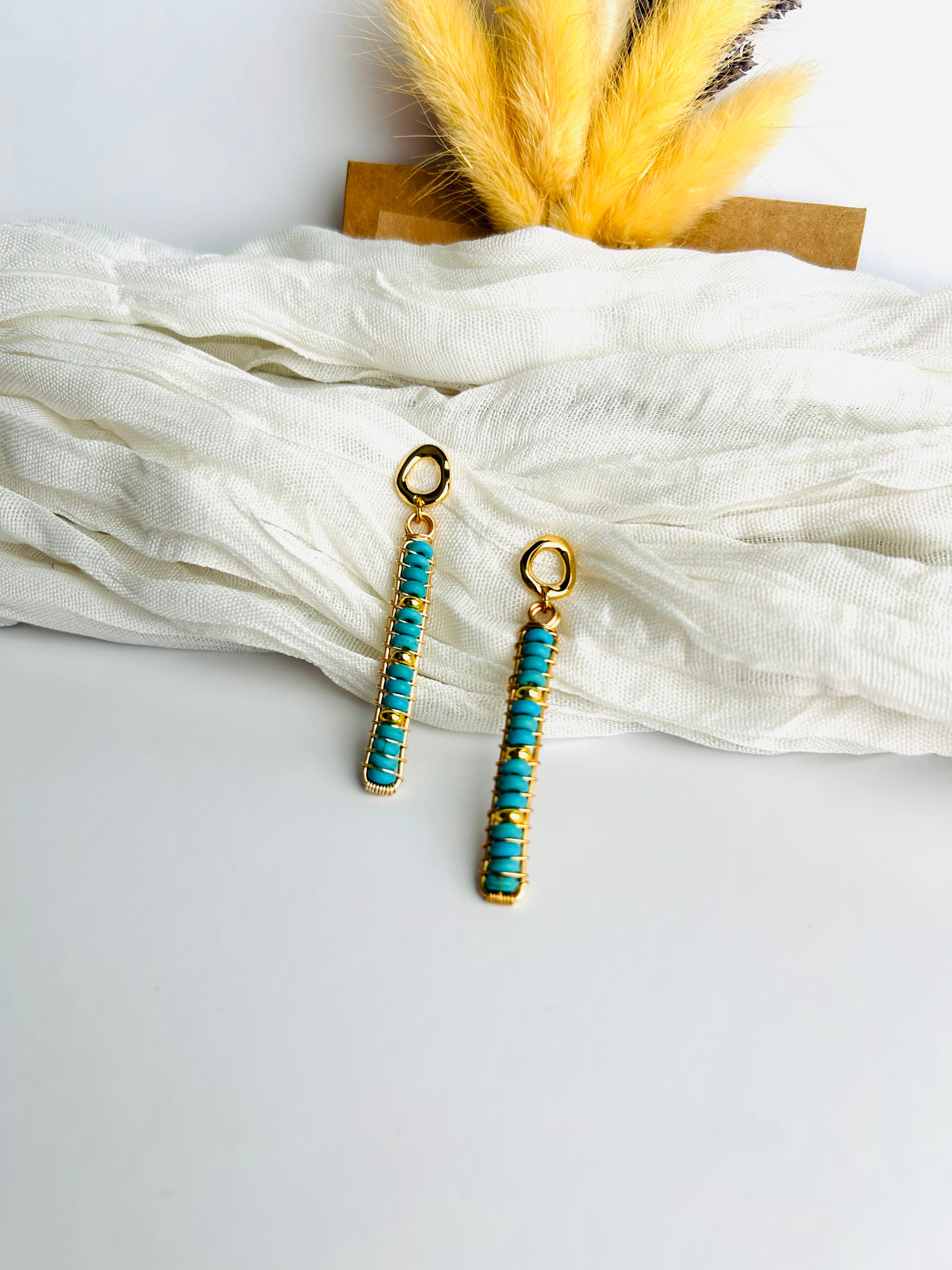 Turquoise Column Earrings.