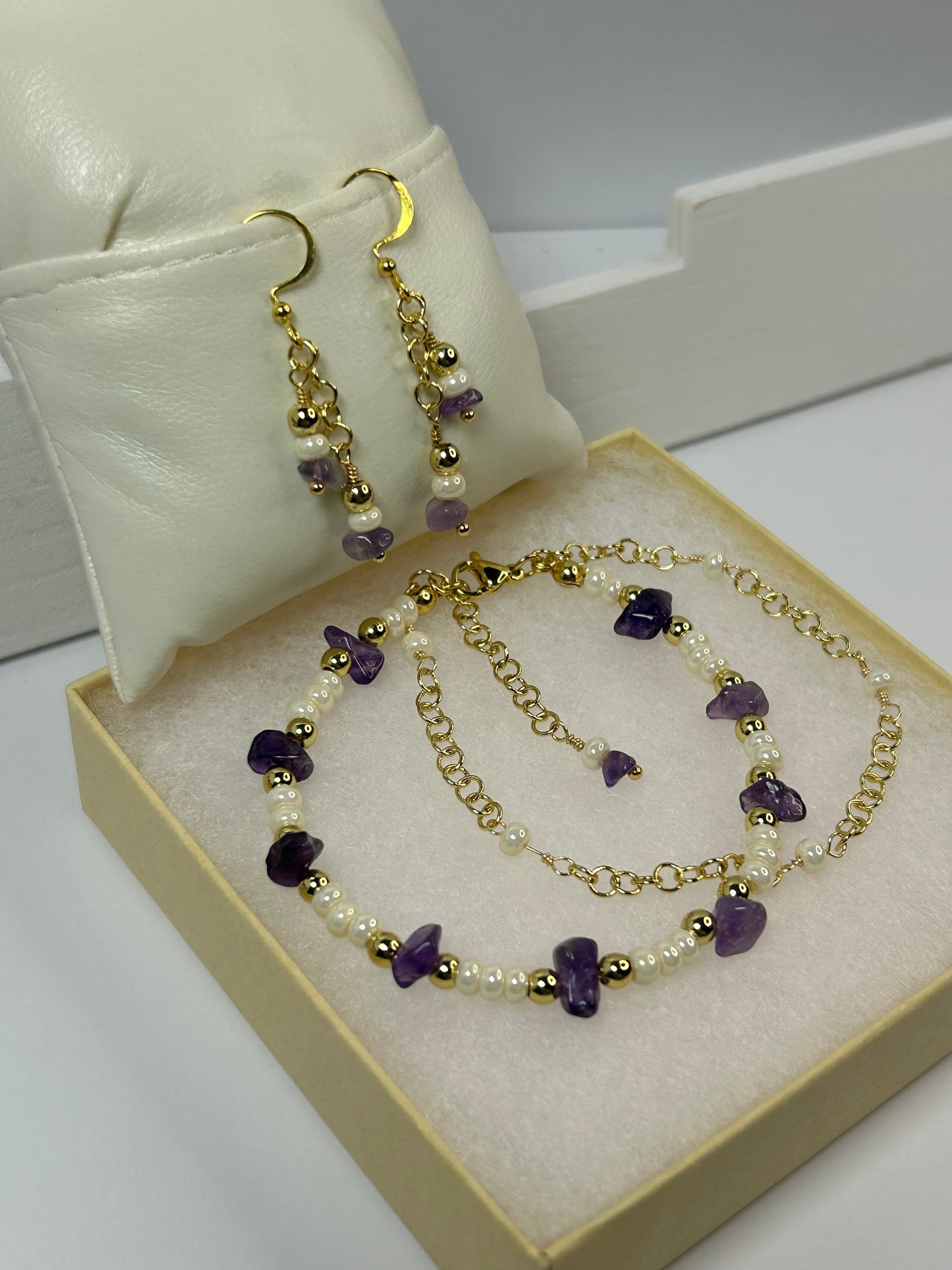 Natural Chip stones Bracelet & Earring set