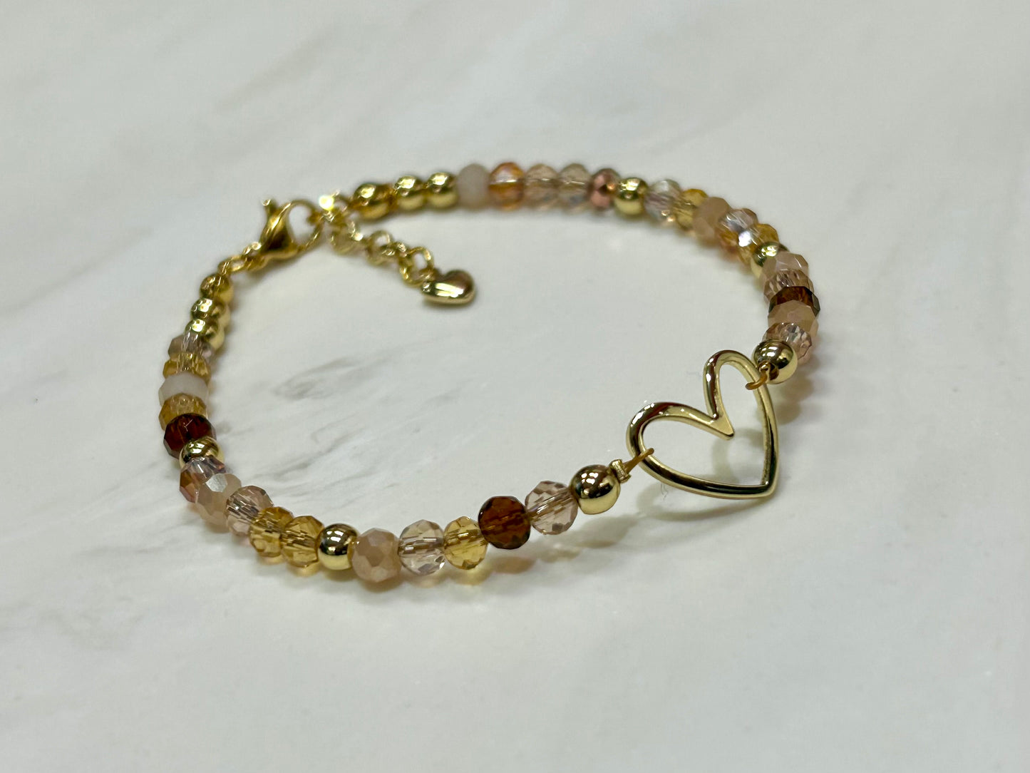 Fall in Love Jewelry Set Earrings Bracelet and Necklace with Heart Charms Beaded Design Hypoallergenic Non Tarnish Material