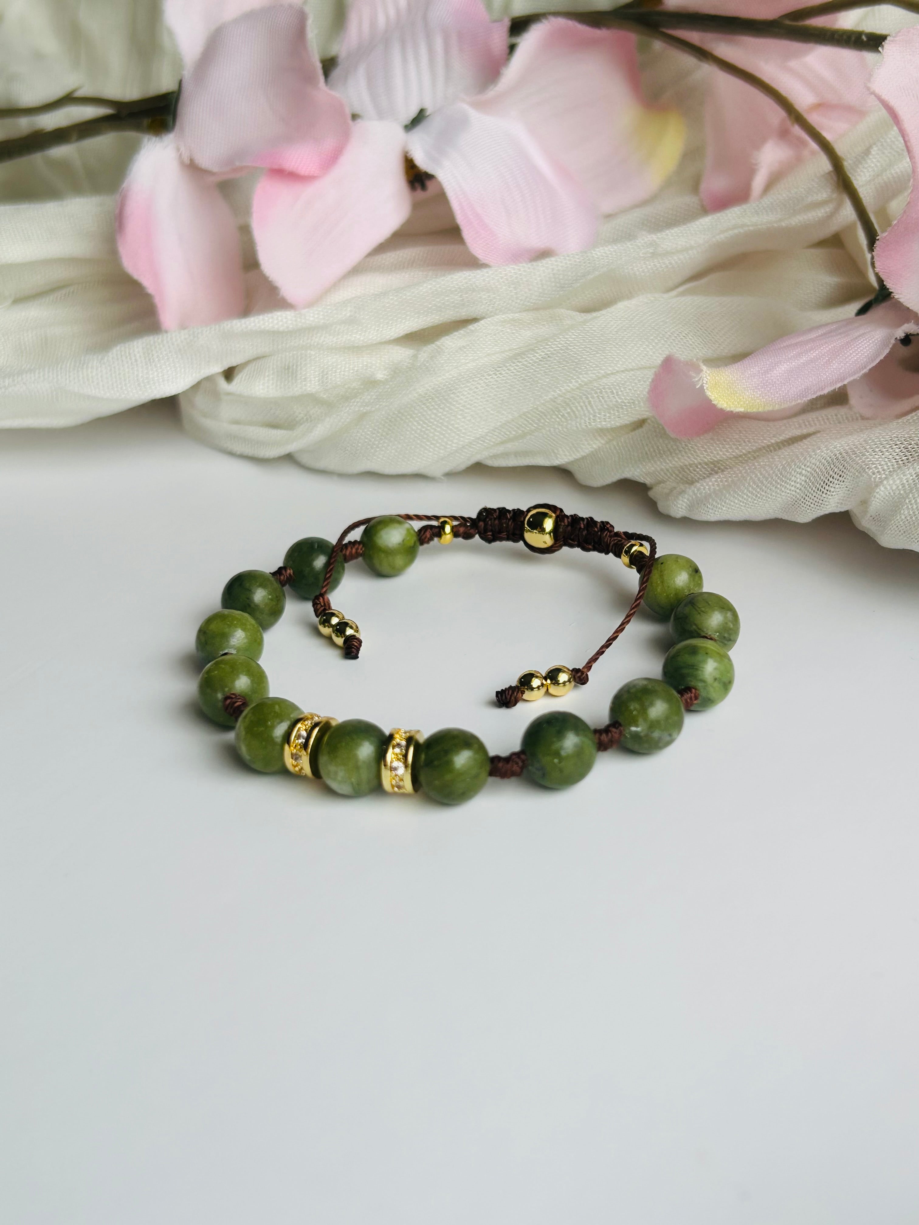 Green Jade Serenity Adjustable Bracelet