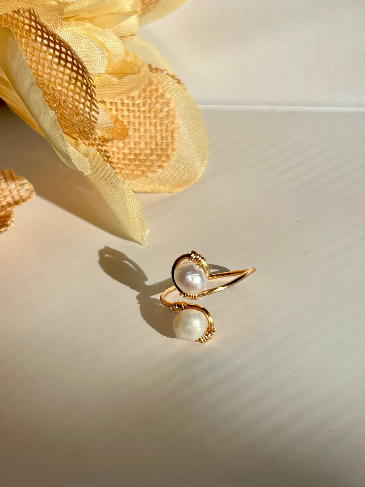 Sunlit Pearl Wrap Ring