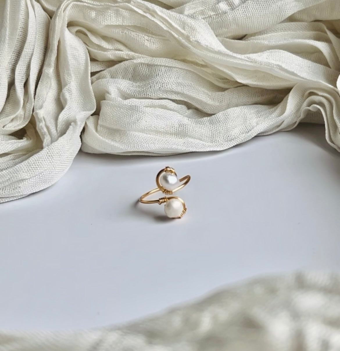Sunlit Pearl Wrap Ring