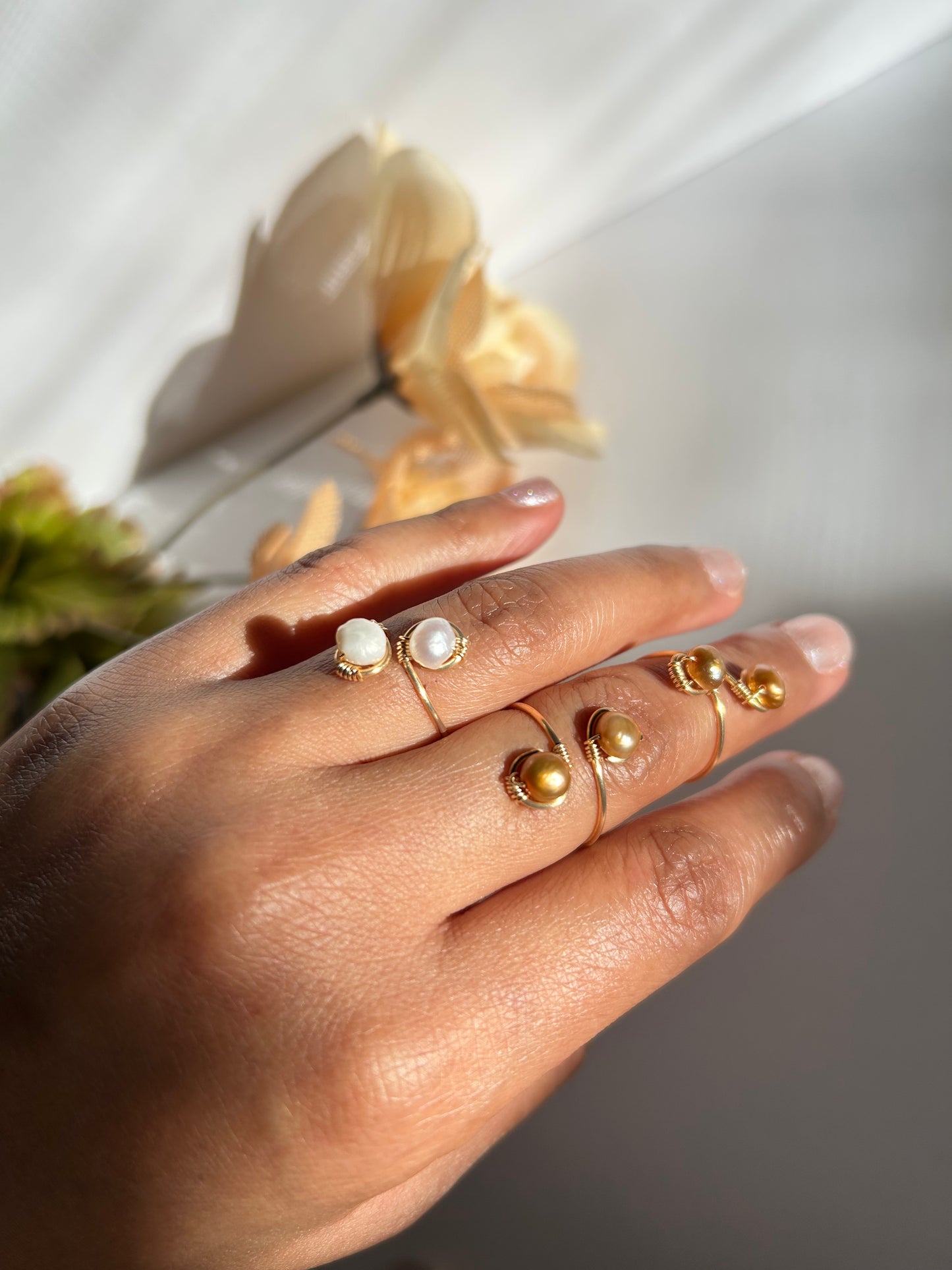 Sunlit Pearl Wrap Ring