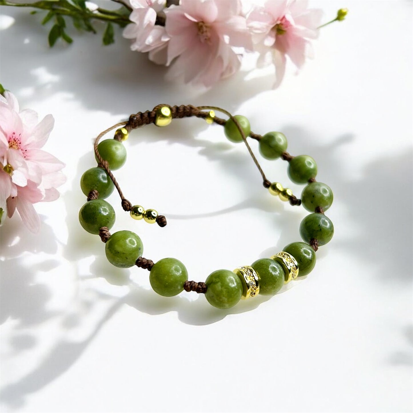 Green Jade Serenity Adjustable Bracelet